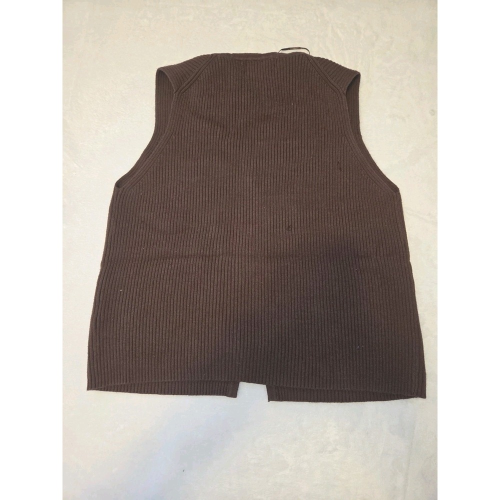 094 Sincerely Jules Rib Knit Tie Front Sweater Vest Brown Sleeveless Women's M - Picture 2 of 10